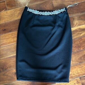 Alythea Black Pencil Skirt with Embellished Waist